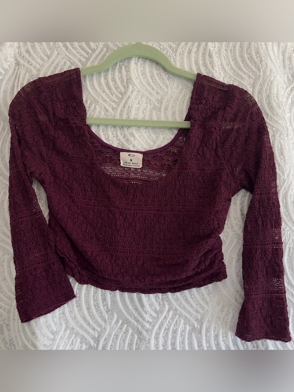Pins & Needles Crochet Lace Crop Top - Plum